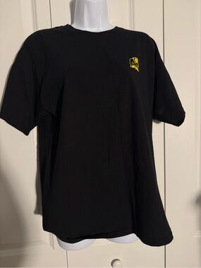 Obey Black Short Sleeve Tee with Small Yellow Chest Logo